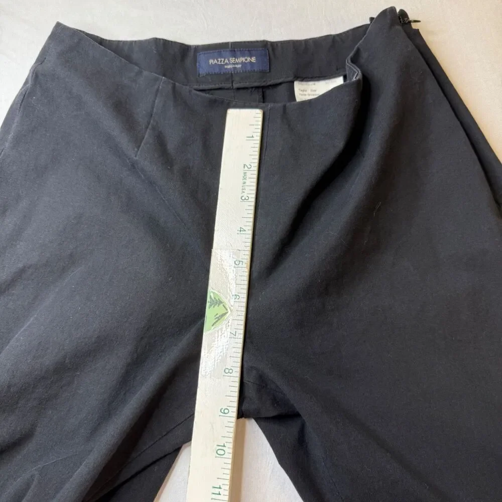 Piazza Sempione Women's 40 IT 4 US Black Bootleg Flare Cotton Dress Pants‎